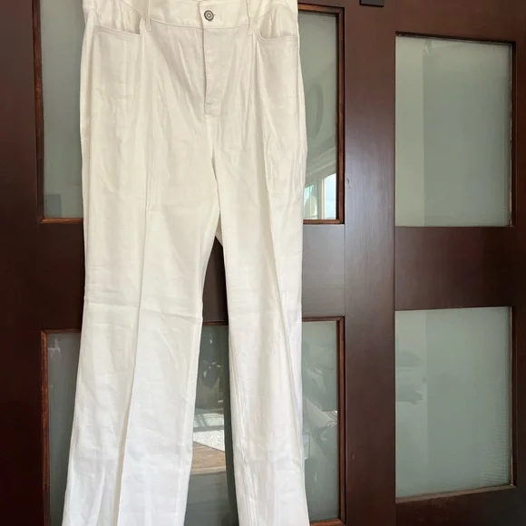 NYDJ White Linen Trousers - Women's 14 NWT - Picture 3 of 8